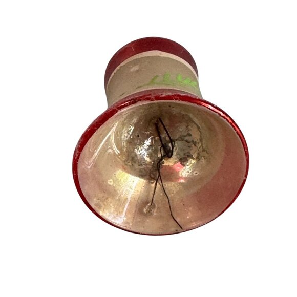 Vintage Christmas Bell Ornament Red & White Glass Hand-Painted West Germany 2 3/ - Picture 6 of 6